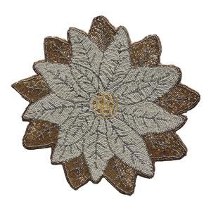 Napperons perlés élégant tapis rond en coton pour manger à la main décor de Table exportateur usine en vrac en gros fabricant indien - Product Image 3