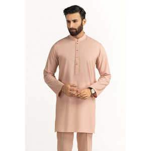 Traje de Camisa Kameez Corta con Pantalón Recto Ajustado de Tela Popelina Teñido Liso - Modelo SK-BSCSL25-002 - Product Image 3