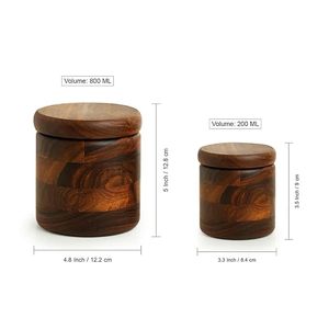 Handmade Premium Sheesham Wood Storage <b>Jar</b> for Kitchen Essentials Tea Spices-Dishwasher Safe Travel Container Flip Top Lid - Product Image 6