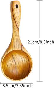 2 Pack Wooden Kitchen Scoop <b>Ladle</b> Multipurpose Large Solid Wood Water Spoon Serving <b>Soup</b> Tablespoon for Cooking Bath Salt - Product Image 2
