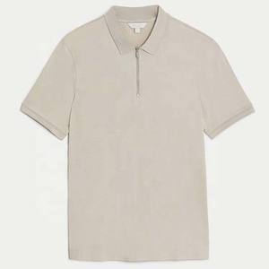 Polos de manga corta lisos en blanco con cremallera de un cuarto de poliéster de alta calidad para ropa de hombre, algodón, venta al por mayor, Impresión de logotipo personalizado - Product Image 5