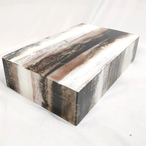 Caja de Joyería Decorativa Hecha a Mano para el Hogar, Tamaño Personalizado, con Incrustaciones de Concha Marina, Madreperla y Hueso, Diseño de Hoja de Resina Tallada, Cajas para Regalo - Product Image 1