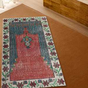 Tapis imprimé au design vintage : doux, antidérapant, personnalisé, islamique, floral, avec poils doux - Product Image 4