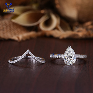 Lab-Stone 2,2282 TDW Pera y diamante de corte redondo Anillo de oro rosa Elegancia clásica Color DE LA EF-VS - Product Image 3