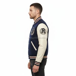 Custom Apparel Wool Varsity <b>Jacket</b> for <b>Men</b> with Vintage Chenille Patches Windproof Breathable <b>Summer</b> Cotton Lining - Product Image 4