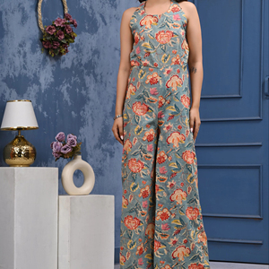 Bloc floral imprimé Western Indian Summer robe en coton pour les femmes porter Midi longueur tissé taille décoration robes lavables - Product Image 1