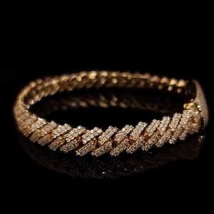 Bracelet personnalisé à maillons cubains Miami en argent S925 10k 14k 18k or massif glacé avec moissanite et diamant pour hommes - Product Image 1