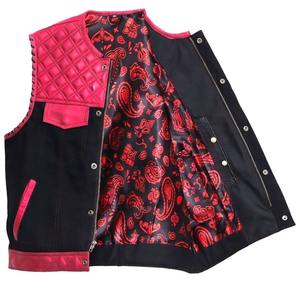 New Design Best Sale Women's Ladies Vintage Motorcycle Gilet <b>Biker</b> Real Leather <b>Waistcoat</b> Vest - Product Image 3