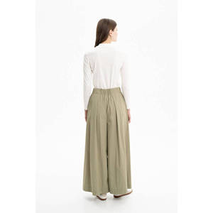 Khaki <b>Plus</b> <b>Size</b> High Waist Wide Leg Canvas <b>Parachute</b> Skirt Trousers - Product Image 3