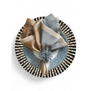 <b>Black</b> Mother of Pearl <b>Placemats</b> with Natural Surface for Daily Home Dining - Product Image 2