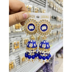 Pendientes de joyería fina cristiana de la India Étnico Egipto Joyería india para mujer Pendientes de tuerca Pendientes bohemios clásicos Jhumka - Product Image 2