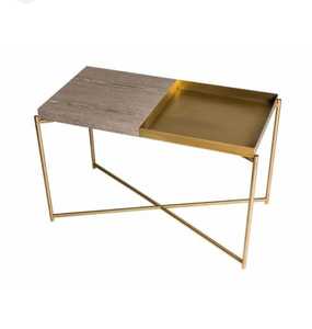 Modern 24-Inch Mango Wood Side Table with Square Iron Metal Frame Small Coffee Table <b>Tray</b> Top Industrial Style - Product Image 5