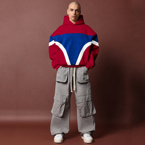 Sweat-shirt unisexe à capuche oversize avec blocs de couleur, style streetwear, athleisure, sport, pour l'automne et l'hiver, vêtements de détente - Product Image 3