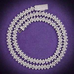 Chaîne cubaine Hip Hop Iced Out Bling en argent sterling 925 plaqué or, sertie de diamants colorés taille brillant, passe le testeur de diamants, pour hommes - Product Image 3