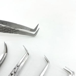 Pince à cils en acier inoxydable à 90 degrés avec logo personnalisé nouveau style de pince à épiler en fibre pour extension de cils - Product Image 5