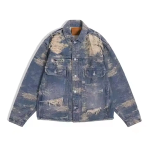 Custom Denim <b>Jacket</b> Breathable Soft Cotton <b>Fill</b> Vintage Washed Comfortable Stylish Winter - Product Image 1