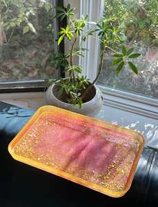 Plateau de service en résine polie, fait main, durable, écologique, à motif floral, taille personnalisée, pour la maison, la cuisine, la restauration, accessoires de table - Product Image 3