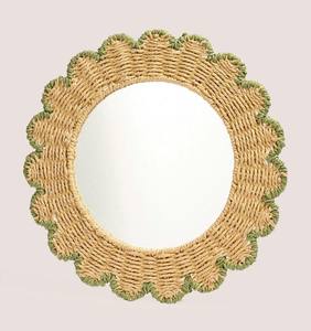 Boho Oval Scallop Paper Mixing 2 Colors <b>Mirror</b> Handcrafted Paper <b>Small</b> <b>Mirror</b> Wall <b>Mirrors</b> Home Decor Modern for Living Room - Product Image 3