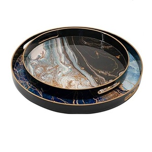 Top Trending Enamel Finishing handcrafted Decorative Food <b>Serving</b> Rounded <b>Tray</b> Hotel Restaurant Catering <b>Serving</b> Wooden <b>Trays</b> - Product Image 1