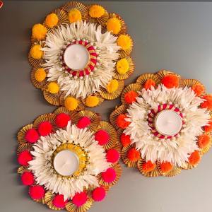 Combo de sac Potli et bougeoir besoins de mariage fleur de jasmin Rangoli tapis en vrac faveur retour cadeau pour invité Festival décor - Product Image 4