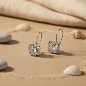 เครื่องประดับของขวัญสำหรับผู้หญิง ต่างหูคริสตัลเงินประดับเพชรคิวบิกเซอร์โคเนีย - Product Image 3