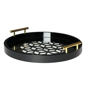 Color negro y gris Patrón de bloques únicos Diseñador Esmalte Acabado Rectángulo Forma Bandeja de madera para servir Accesorios de utensilios de cocina - Product Image 6