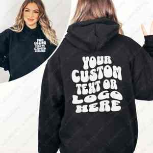 Sweat à capuche d'hiver 100% coton personnalisé avec texte et impression recto-verso, option logo d'entreprise, pull unisexe - Product Image 1