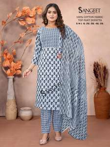 Premium 100% pur coton imprimé femmes Kurtis pantalon Dupatta décontracté indien pakistanais vêtements exportation vente genou longueur régulière - Product Image 2