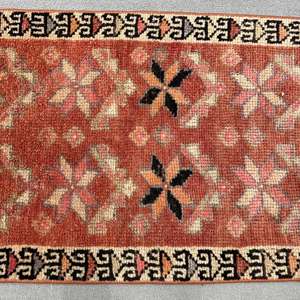 1.7x9 ft Turkish Rug, Vintage <b>Runner</b> Rug, <b>Red</b> Black Oriental Wool Rug - Product Image 3