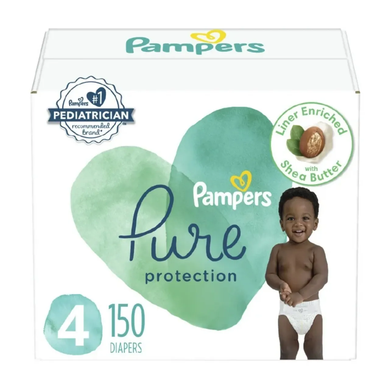 حفاضات حماية نقية من Pampers بحجم 4، حماية متميزة من التسرب مع عناية بالبشرة المحبة، 150 علة