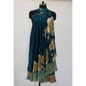 Style Vintage pour femmes vêtements d'été jupe portefeuille en soie longue réversible 2 couches taille magique Wrap Saree maillots de bain Style à la mode - Product Image 4