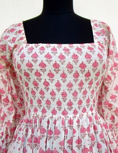 ชุดเดรสแม็กซี่ย้อมสีมัดย้อมมีสไตล์สำหรับผู้หญิงมาใหม่ชุดเดรสผ้าฝ้ายแขนสั้นเอวตกแต่งด้วยมือมีกระดุม - Product Image 5