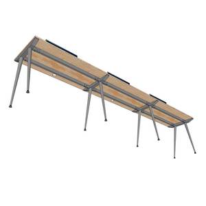Modern Industrial 3-Person Cluster <b>Table</b> Steel Frame 360x60cm HCCO027 for <b>Dining</b> Apartment Hotel Bedroom - Product Image 4