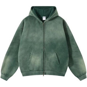 Stylish Men's Winter Zipper Acid Wash Hoodie 100% Cotton Custom Bulk Orders Wholesale Streetwear OEM <b>Dropshipping</b> Fast Delivery - Product Image 4