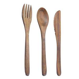 Ensemble de cuillères en bois d'acacia et de teck 6/7/8/10 pièces avec vernis à miroir pour la cuisson Cadeau de Noël pour ustensiles de cuisine antiadhésifs - Product Image 3