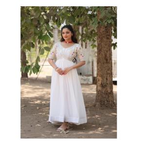 Moda Zari lentejuelas trabajo vestido tradicional bordado con cinturón mujeres adultas boda fiesta compromiso desgaste colección - Product Image 1