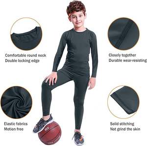 Leggings de compression athlétiques personnalisables Ensemble de couche de base pour adolescents-Évacuation de l'humidité Séchage rapide Respirant - Product Image 4