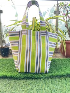 กระเป๋าผ้าไนลอนหลากสีเป็นมิตรต่อสิ่งแวดล้อมอินเดียถุงผ้าทอลายทางรีไซเคิลผลิตในวัสดุ PP อินเดีย - Product Image 6