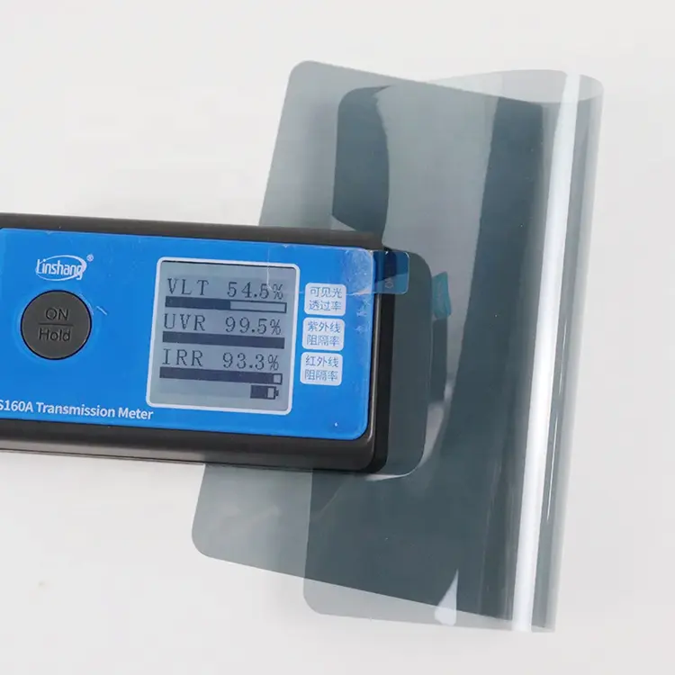 Campione gratuito UHD-VS50100 IRR99 % VLT50 % Ultra Clear HD Magnetron Sputtering Blue Car Window Tint Film UHD-VS50100