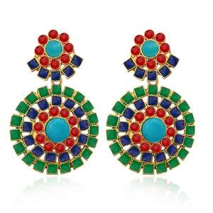 Kriaa ต่างหูหยด1304956B ชุบทองโรสโกลด์ทองคำขาวประดับเพชรเพทายเทอร์ควอยซ์สำหรับงานแต่งงานและปาร์ตี้ - Product Image 1