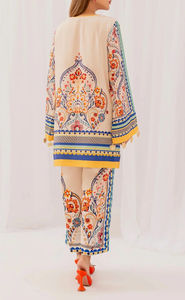 Robe pakistanaise en coton pour femmes, en tissu crêpe imprimé numérique, longue, de qualité supérieure, 2 pièces, pour les fêtes - Product Image 6