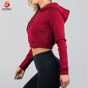 Custom Logo Streetwear Women Sweatshirt Pullover Gym Hoodies Women Crop Hoodie Ladies Casual Crop Top Hoodie Set - Product Image 3