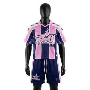 Women Athletic <b>Mesh</b> And Shorts <b>Set</b> 160 GSM Soft Polyester Pink Navy Panel Design Breathable Fabric Sublimation Logo Women's <b>Sets</b> - Product Image 1