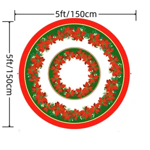 Round Christmas Table Cloth Wedding Decoration Anti-Shrink Soft and Wrinkle Resistant Fabric Table Cover