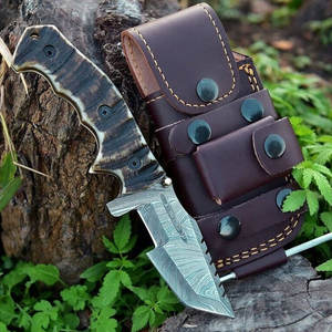 Tracker lame fixe fait à la main damas acier bois couteau de poche survie en plein air chasse Camping OEM - Product Image 6