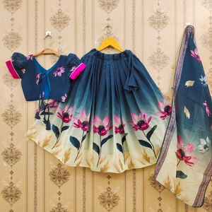 Shoryam Fashion Rama Green Floral Kids Lehenga Choli |   Vêtements ethniques pour filles en gros pour Diwali, mariage, fête, sans plis - Product Image 4