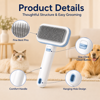 Brosse autonettoyante pour animaux de compagnie avec picots fins pour démêler, contrôler la perte de poils et les soins des animaux (pour chiens et chats)