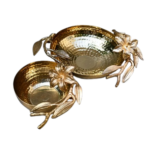 Plats Dip & Chip Bols de couverts de luxe Côtés de feuilles servant à la maison et au restaurant Bols incurvés en métal de concepteur Hot Selling - Product Image 1