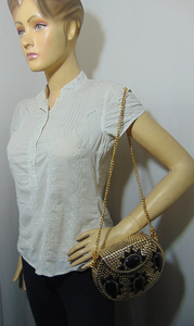 Metal Clutch Handmade Brass Black Resin Stone Metal Clutch Gold Purse Evening <b>Bags</b> - Product Image 6