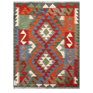 Alfombra Kilim de Maimana, Afganistán, 111 x 85 cm, Alfombras y Juegos de Alfombras Tradicionales Afganas - Product Image 1